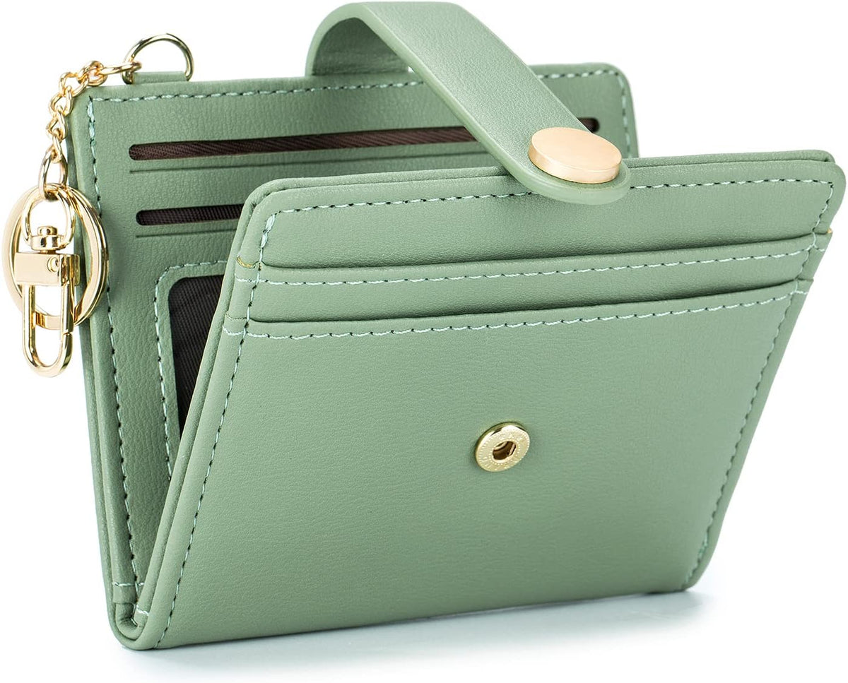 Slim RFID-Blocking Wallet with Zipper Coin Pocket & Keychain