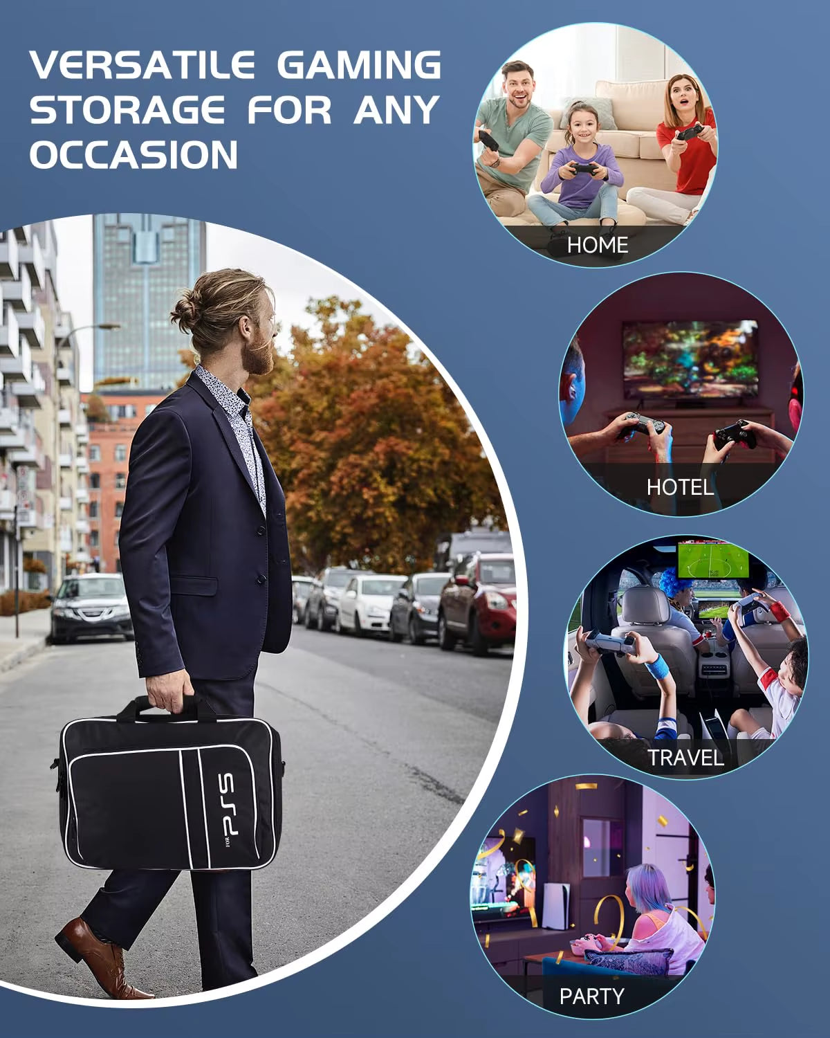 PS5 Travel and Protective Case for Console, Controllers, Game Cards, and Headset - Compatible with PS5 Disc and Digital Editions