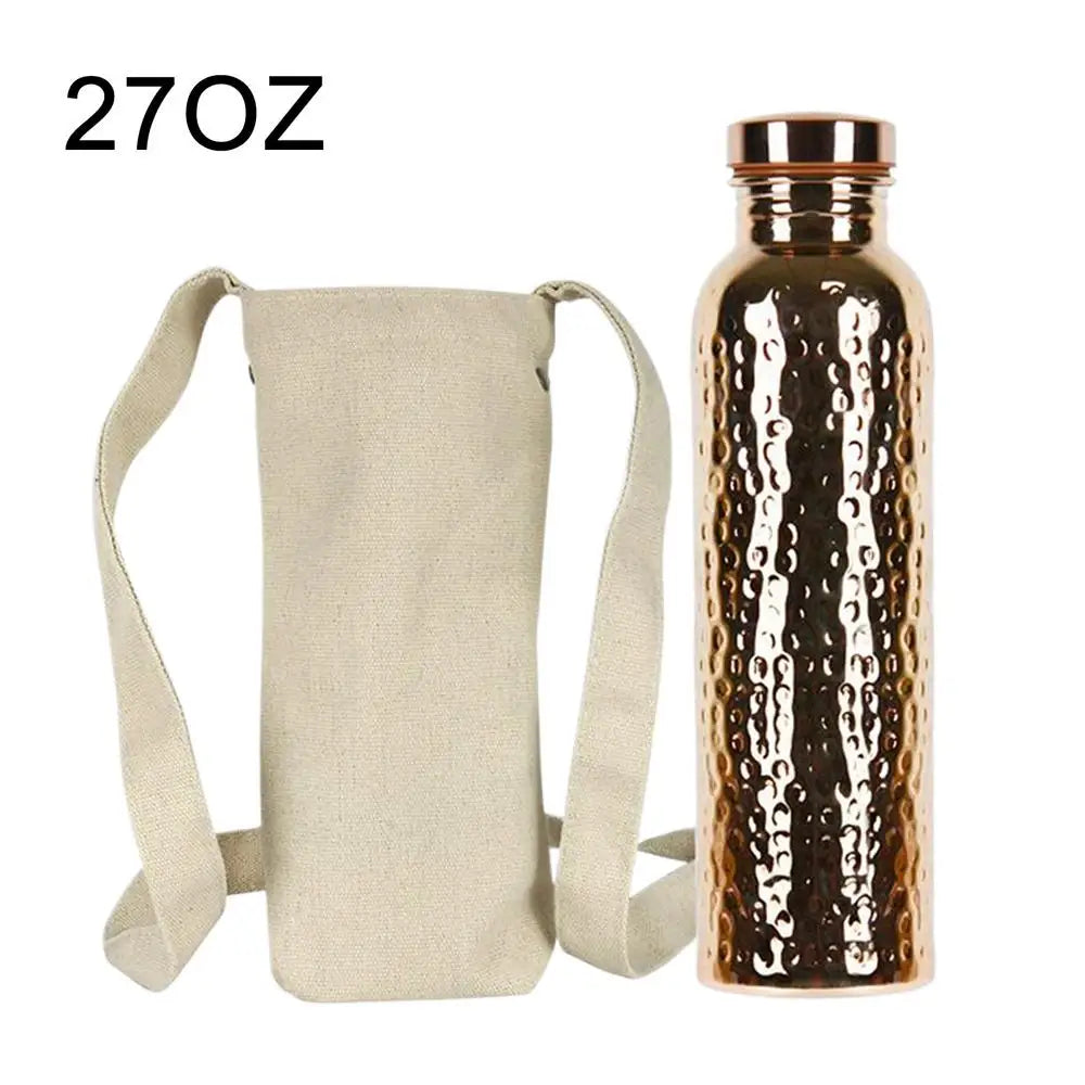Copper Water Bottle Leak-Proof Insulated Copper Water Bottle Portable Leakproof 27Oz Cup for Gym Camping Traveling Sports Daily