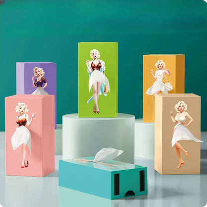 Luxurious Tabletop Decorative Piece - Anime Girl Tissue Dispenser with Elegant Fluffy Skirt Tissue Box Car Tissue Holder