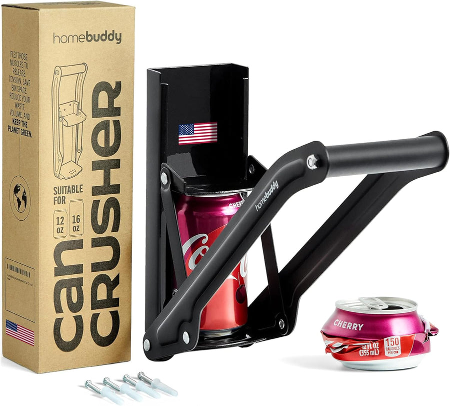 Homebuddy Can Crusher for Recycling - 12 Oz. and 16 Oz. Can Crusher Wall Mounted for Aluminum - Compact and Easy to Use, Mounting Rivets Included, Man Cave Accessories