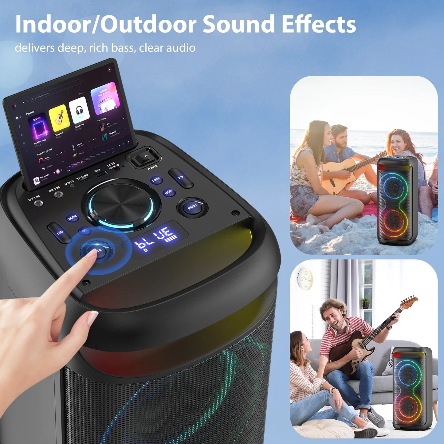 JYX T20 Bluetooth Party Speaker | Portable PA System with Dual 6.5" Subwoofers, RGB Lights & Karaoke