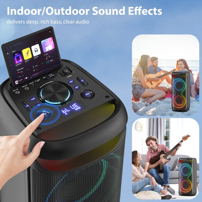 JYX T20 Bluetooth Party Speaker | Portable PA System with Dual 6.5" Subwoofers, RGB Lights & Karaoke