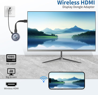 Wireless HDMI Display Dongle Adapter, Wireless Transmitter, Streaming Media Video/Audio/File HDMI Wireless Extender from Laptop, PC, Smartphone to HDTV Projector Monitor