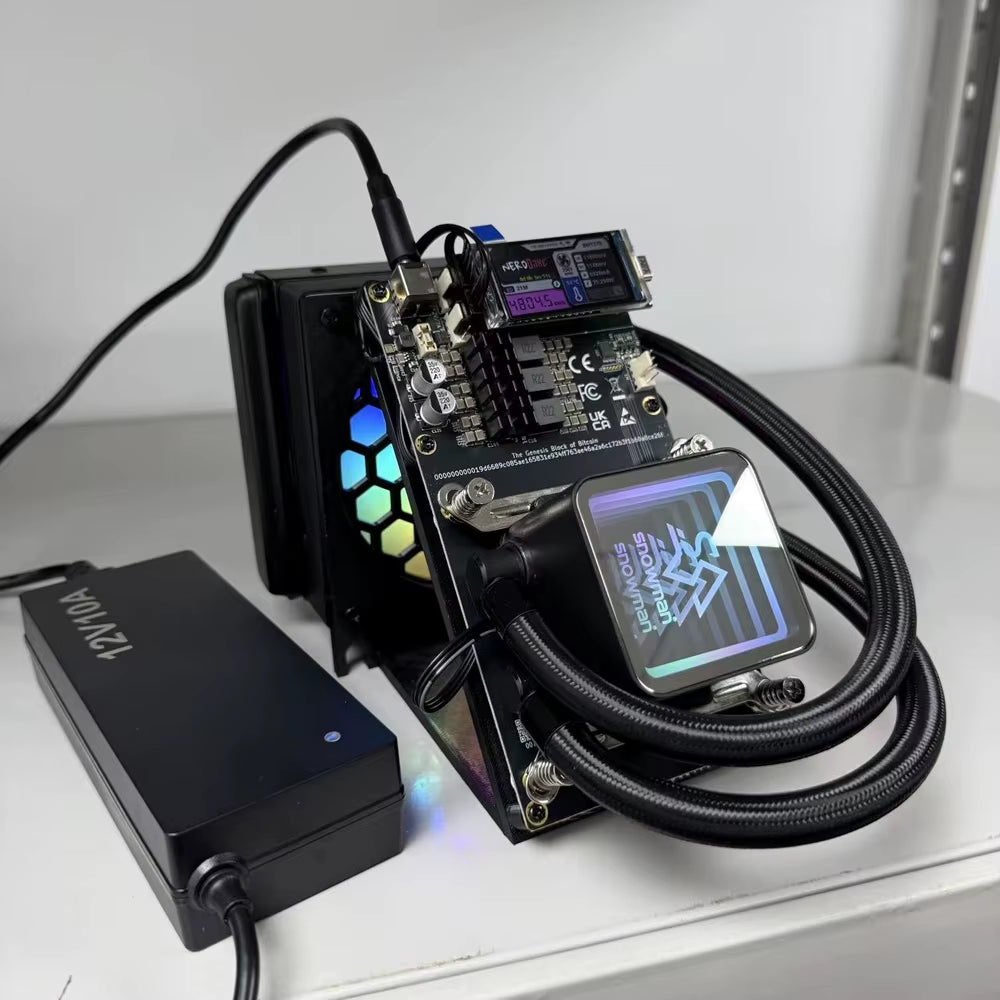 Brand New Nerdqaxe++ Hydro 4.8Th/S 80W BTC Miner 16J/Th 4*BM1370 ASIC Chips, 2.4G Wifi Crypto Machine Open-Source Miner with PSU