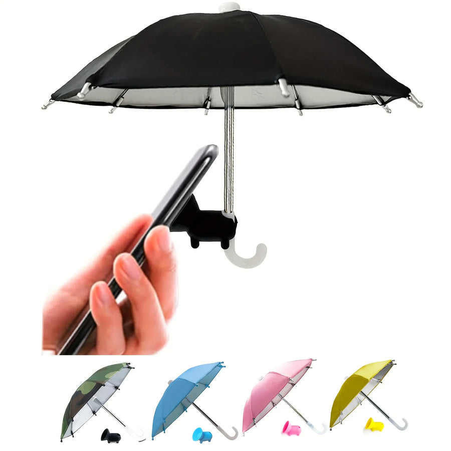 Creative Mini Umbrella Phone Stand, Universal Waterproof Holder for Smartphones, Portable Outdoor Rain & Sun Accessory