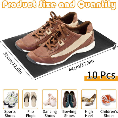 10-Pack Travel Shoe Bags with Clear Windows – Breathable Drawstring Shoe Organizer