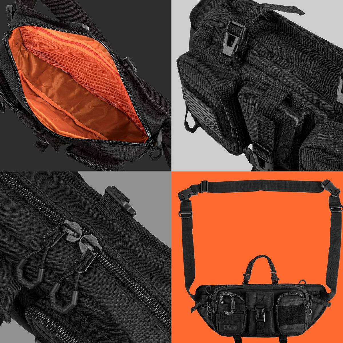 Fitdom Tactical Everyday Sling Bag – Heavy-Duty EDC Crossbody Bag with MOLLE Webbing